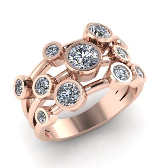 Rose gold ring with multiple diamonds