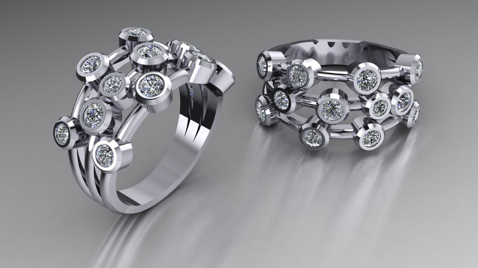 Silver Ring with diamonds - designed by Bespoke Jewellery 2